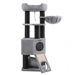 Arbre à chat 50 x 50 x 141 cm avec plate-forme d'observation hamac grande grotte tunnel troncs épai