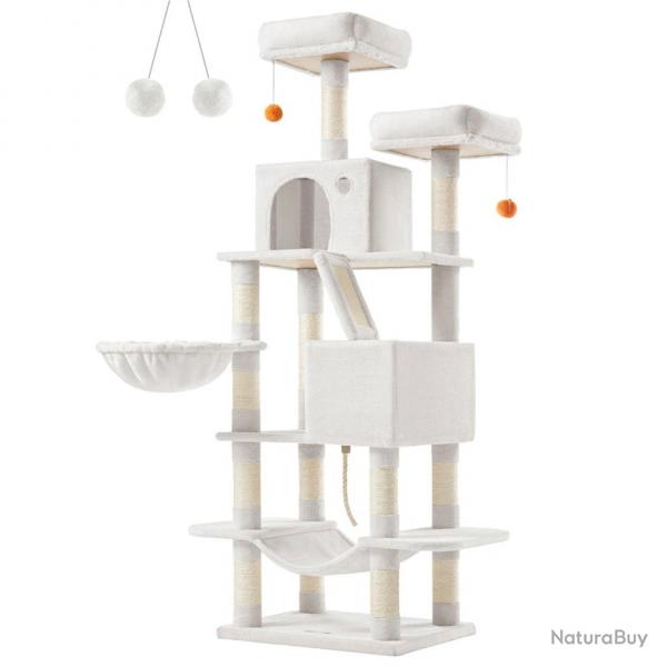 Arbre  chat grande tour de jeux hauteur 168 cm avec 13 griffoirs 1 planche  griffer 2 plate-forme