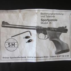 Guidons de rechange pour pistolet de précision Rhoner SM 76 Cal. 22LR