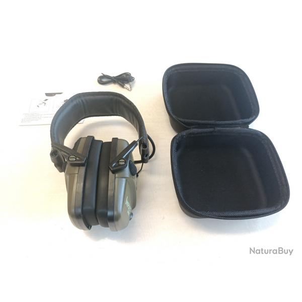 Enchre a partir de 1 euros casque antibruit lectronique impact sport avec housse de rangement kaki