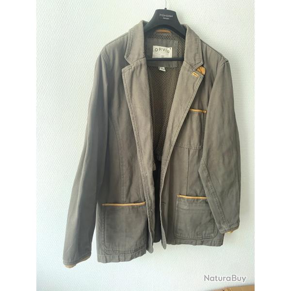 Veste chasse, promenade, pche, ORVIS kaki cuir import USA T 50 Taille XXL  Trs bon tat