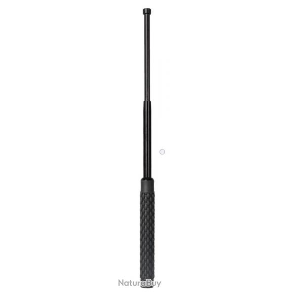 Matraque Telecopique Acier Tremp manche Gomme 21 + etui - Noire - CLOVX