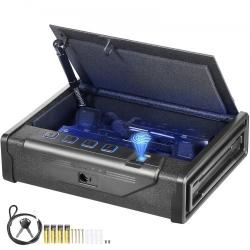 Coffre fort digital biométrique vevor a code / cle ou empreintes pour 2 armes de poing et munition