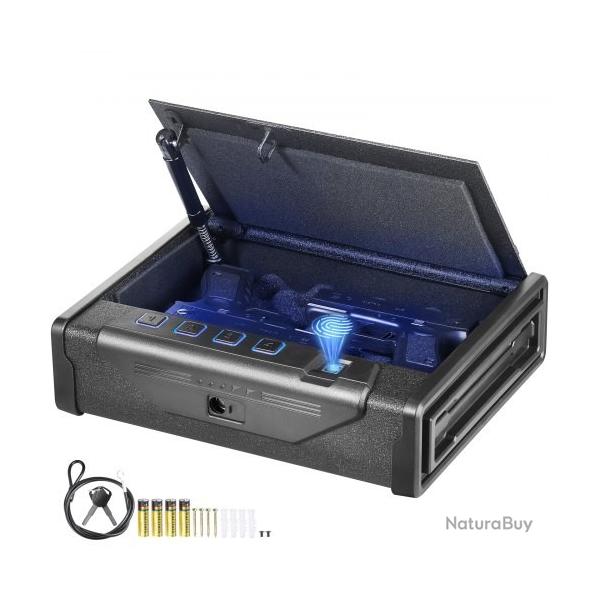 Coffre fort digital biomtrique vevor a code / cle ou empreintes pour 2 armes de poing et munition