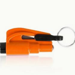Porte-Clés Orange 2 en 1 : Coupe Ceinture de Sécurité & Brise Vitres en cas d'urgences