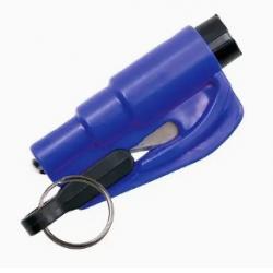 Porte-Clés Bleu 2 en 1 : Coupe Ceinture de Sécurité & Brise Vitres en cas d'urgences
