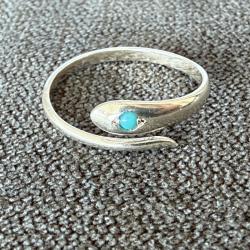 Bague argent - taille 53 - serpent - pierre turquoise