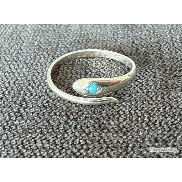 Bague argent - taille 53 - serpent - pierre turquoise