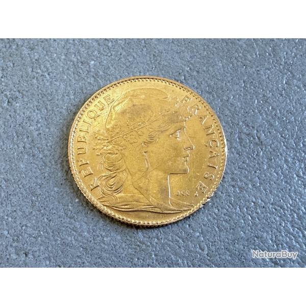 Pice 10 francs or 1910 - Marianne coq (Demi Louis d'or)