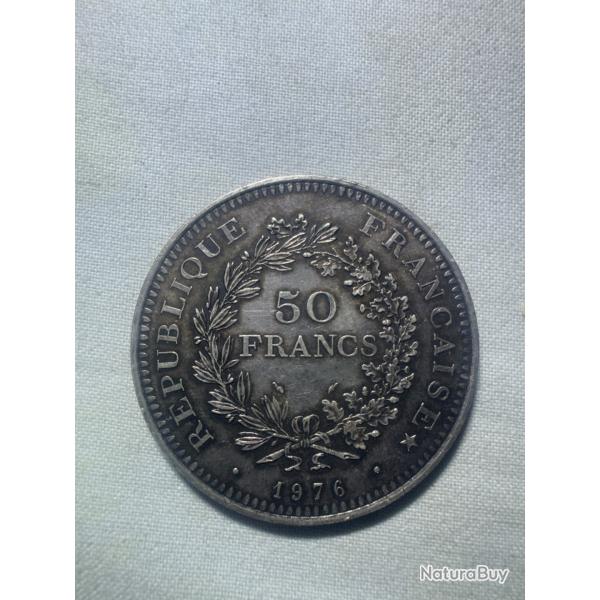 Pice 50 Francs Hercule 1976 - Argent 900 - 27g argent fin