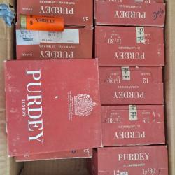 Lot 10 boîtes cartouches Purdey 5 boîtes numéro 52 boîtes numéro 83 boîtes numéro 7Bourre grass