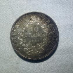 Pièce de monnaie 10 Francs Hercule - 1967 - Argent 900