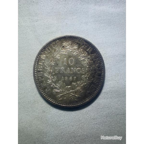 Pice de monnaie 10 Francs Hercule - 1967 - Argent 900