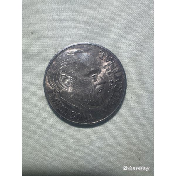 Pice commmorative 100 Francs mile Zola - 1985