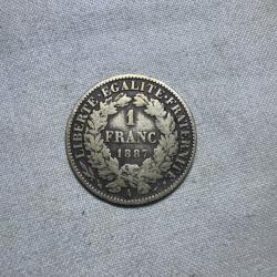PIÈCE 1 FRANC CÉRÈS 1887 - ARGENT - TROISIÈME RÉPUBLIQUE