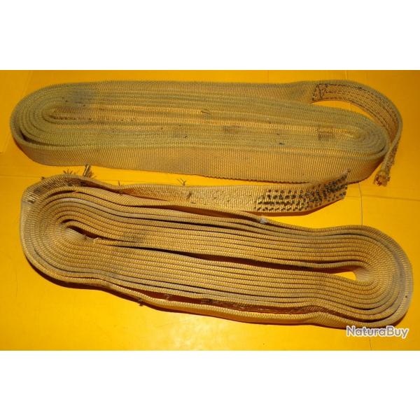 SANGLE DE PARACHUTE DE COULEUR JAUNE EN LOT DE 2 , LONGUEUR 5 METRES LARGEUR 2,5 CM ,BON  ETAT VOIR