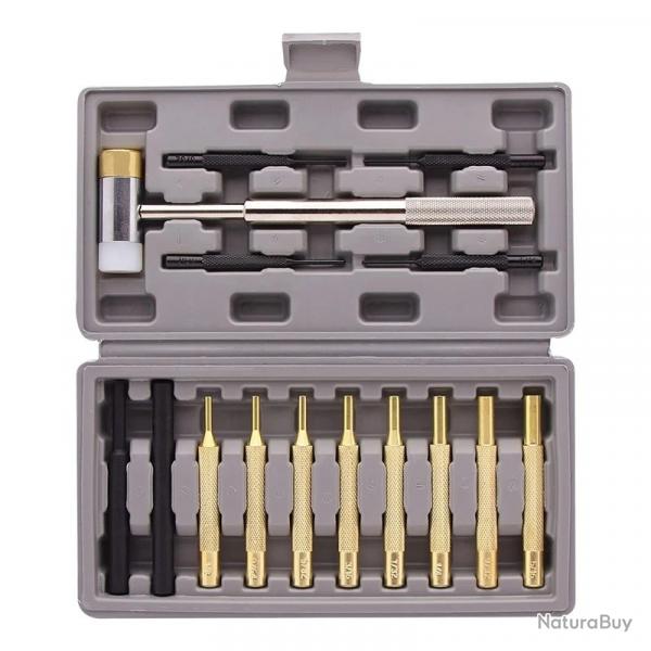 Set maillet laiton nylon et chasse goupilles laiton acier et plastique en valise