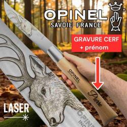 Opinel n 13 géant gravure  tête cerf + prenom