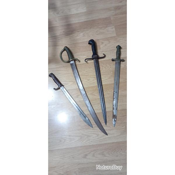 Lot d'armes blanches  complter et restaurer.