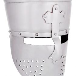 Casque armure de Croisé, de Templier ( Chrome ) en acier