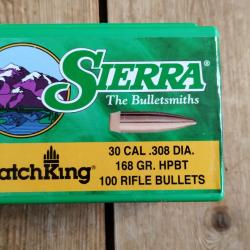 Ogives SIERRA cal.308 HPBT MatchKing 168gr - boite 100 pcs