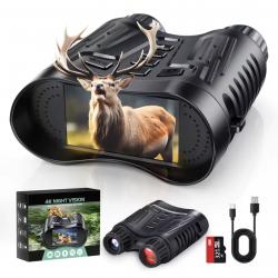 Lunettes de Vision Nocturne 4K HD Jumelles Numériques 8X Zoom, 300m Pleine Obscurité Chasse Camping