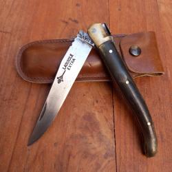 Joli Couteau LAGUIOLE EXTRA G.DAVID Manche en Corne avec Étui en cuir
