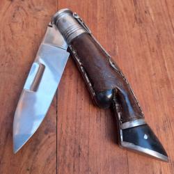 Imposant et Solide Couteau de Chasse ESPAGNOL de TOLEDO Manche en Cuir