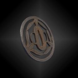 TSUBA NAGAMARU GATA. JAPON - Période Edo (1606 - 1868) Feuilles