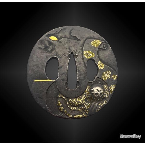 TSUBA NAGAMARU GATA. JAPON - Période Edo (1606 - 1868) Moine