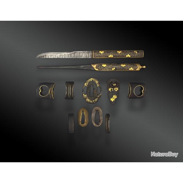 Monture complète de sabre gunto, avec kogaï et kosuka JAPON - Époque Edo (1606 - 1868)