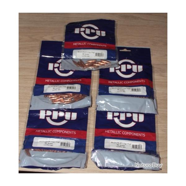 Ogives PPU cal.30 FMJ BT 174gr (11,3g)