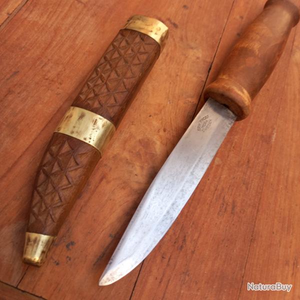 Grand Couteau de Chasse PUUKKO FROSTS MORA SWEDEN Manche en Bois tui en Bois