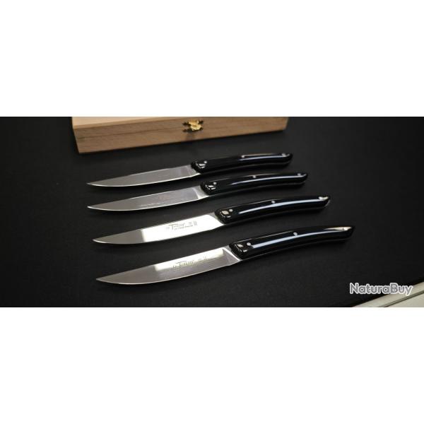 Le Thiers par Claude Dozorme Coffret 4 couteaux  steack - manche noir brillant