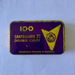 Boite métallique ancienne cartouche 22 double culot VIDE