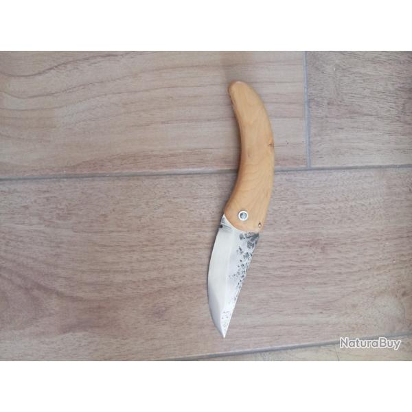 Couteau pliant deux clous forg en acier carbone bois d'if