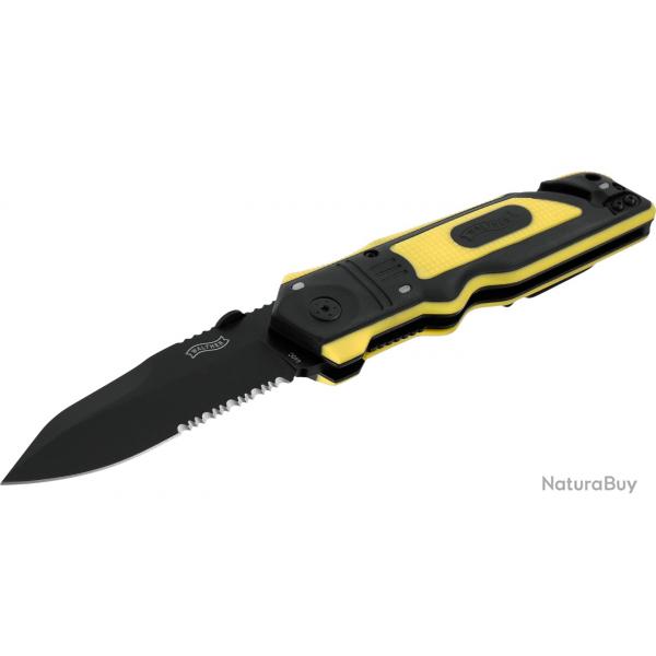 Couteau Walther ERK JAUNE Lame acier 440C 95mm revtement noir +tui