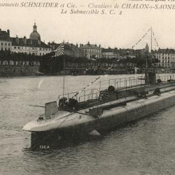 CPA - Etablissements SCHNEIDER Chantiers CHALON SUR SAÔNE Le Submersible S.C.2 N°1432