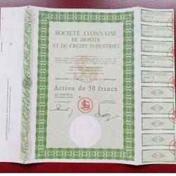 Très rare obligation neuve 50 francs Sté Lyonnaise dépots crédit Lyon Rhone 69