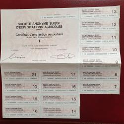 Rare Action Société Anonyme Suisse d'Exploitations Agricoles 500 francs suisses