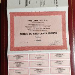 Rare Action Suisse Publimédia 500 francs suisses 1966