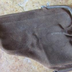 holster étui ancien chevreau pistolet 6.35 automatique 32acp porte monnaie cuir foncé