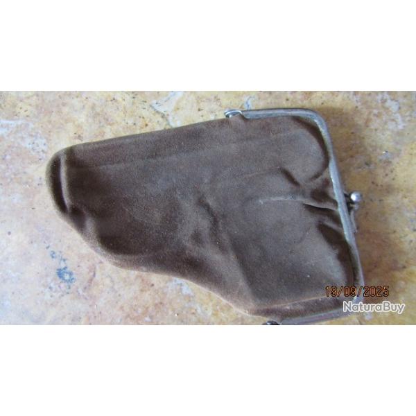 holster tui ancien chevreau pistolet 6.35 automatique 32acp porte monnaie cuir fonc