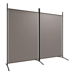 Cloison séparation 2 panneaux anthracite 175x180 cm tissu polyester fer pliable polyvalent