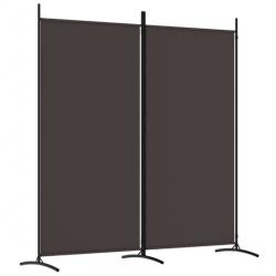 Cloison separation 2 panneaux marron 175x180 cm tissu polyester fer pratique polyvalent interieur
