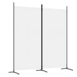 Cloison separation 2 panneaux blanc 175x180 cm tissu polyester fer polyvalent rangement interieur