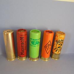 LOT DE 5 CARTOUCHES ANCIENNES NON RECHARGEES NEUTRALISEES N°6