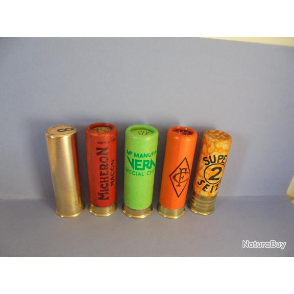 LOT DE 5 CARTOUCHES ANCIENNES NON RECHARGEES NEUTRALISEES N6