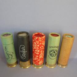 LOT DE 5 CARTOUCHES ANCIENNES NON RECHARGEES NEUTRALISEES N°8