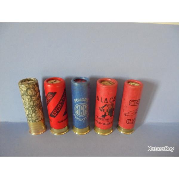 LOT DE 5 CARTOUCHES ANCIENNES NON RECHARGEES NEUTRALISEES N9